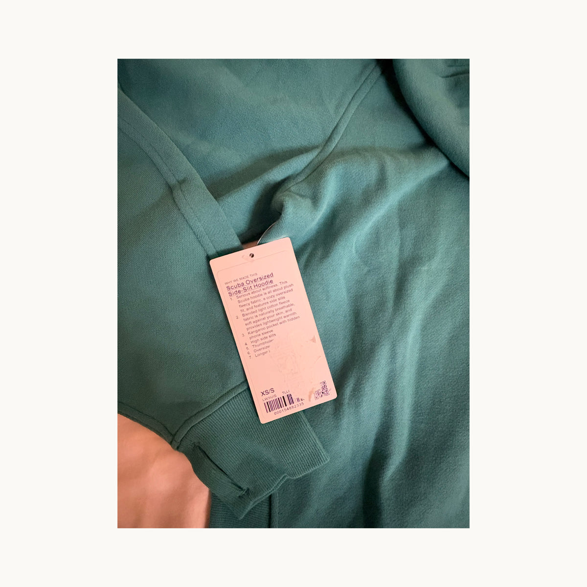 Scuba Oversized Side-Slit Hoodie – size XS/S - Teal Lagoon
